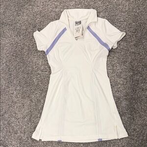 Nike Women's White and Purple Short Sleeve Top
